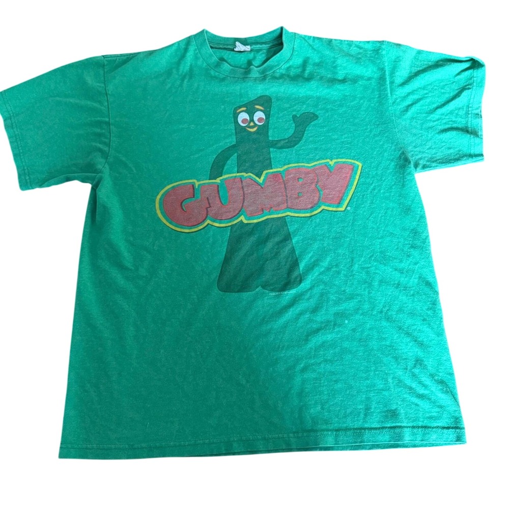 Vintage Gumby Graphic T-Shirt Green Large 90s Cartoon Retro Authentic Nostalgia